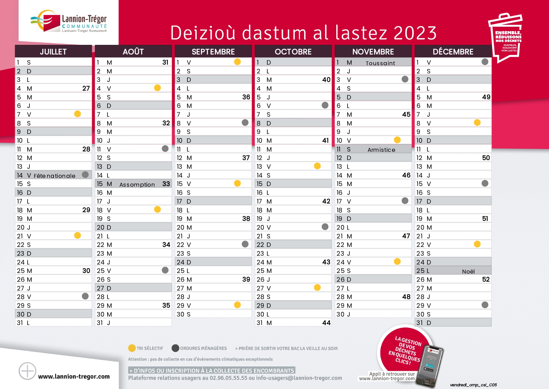 Calendrier De Collecte 2023 Commune De Prat